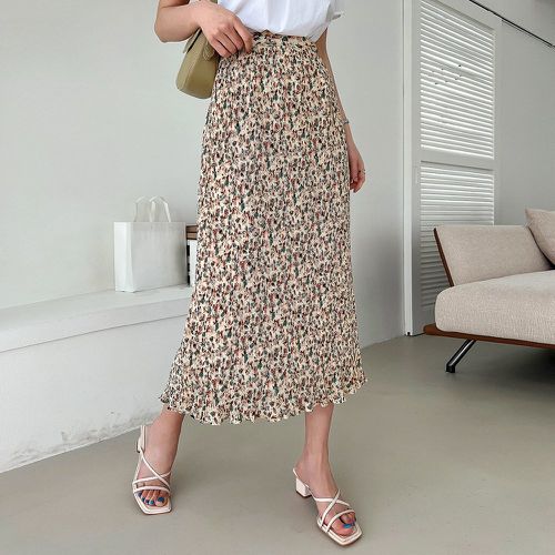 Jupe taille haute à imprimé floral à plis - SHEIN - Modalova
