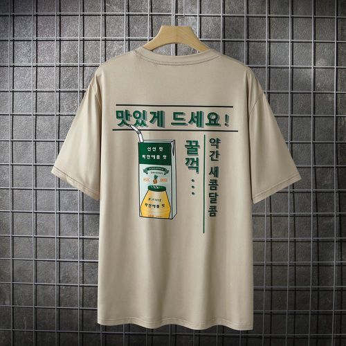T-shirt à lettres coréennes graphique - SHEIN - Modalova