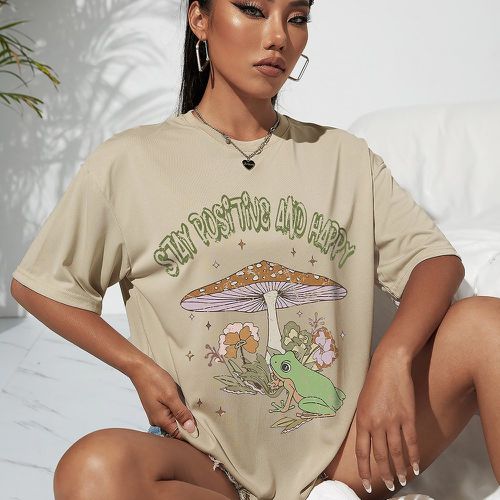 T-shirt champignon et à motif slogan - SHEIN - Modalova