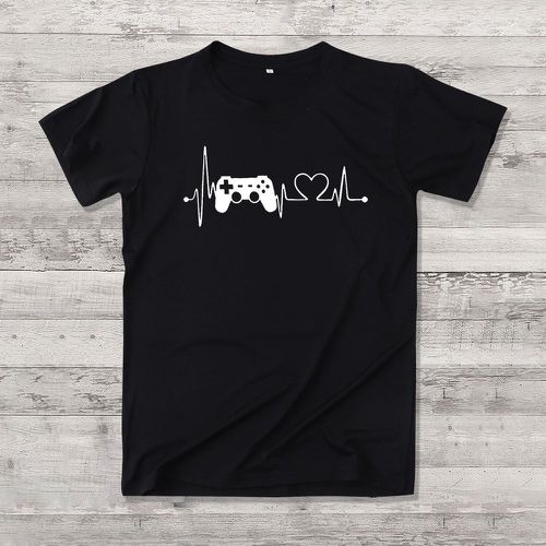 T-shirt manette de jeu & à imprimé cœur - SHEIN - Modalova