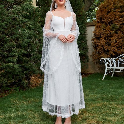 Robe de mariage manches évasées en dentelle sans Voile - SHEIN - Modalova