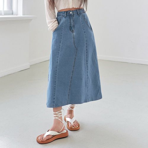Jupe en jean à poches trapèze - SHEIN - Modalova