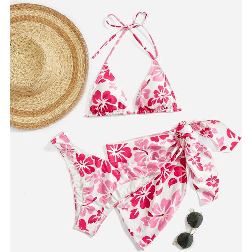 Bikini fleuri ras-du-cou avec jupe de plage - SHEIN - Modalova