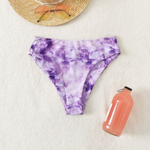 Bas de bikini à imprimé marbré taille haute - SHEIN - Modalova