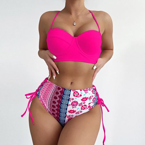 Bikini à motif mixte à lacets push-up taille haute - SHEIN - Modalova