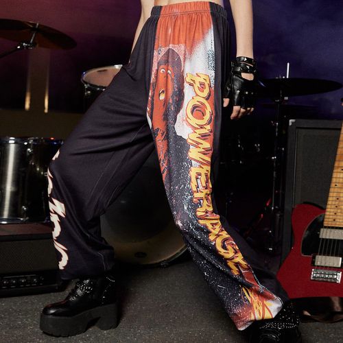 Pantalon de survêtement punk rock lettre figure - SHEIN - Modalova