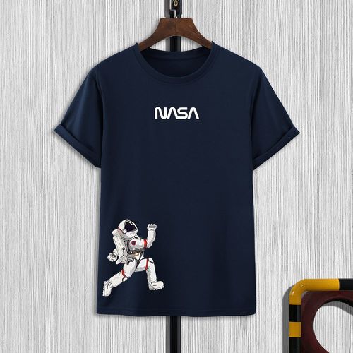T-shirt à imprimé astronaute et lettre - SHEIN - Modalova