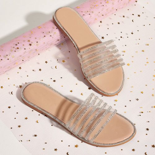 Sandales plates avec strass à bande transparente - SHEIN - Modalova