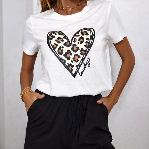 T-shirt léopard à lettres & Short à nœud - SHEIN - Modalova