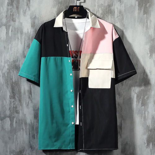 Chemise à blocs de couleurs poche à rabat (sans t-shirt) - SHEIN - Modalova