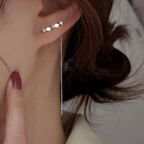 Boucles d'oreilles enfileur à strass à détail géométrique - SHEIN - Modalova