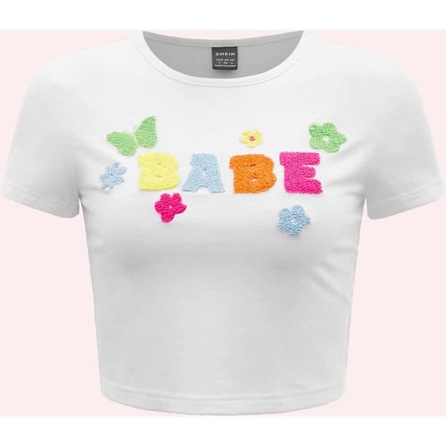 T-shirtss Écussons Casual Lettres Papillon - SHEIN - Modalova