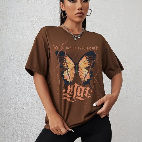 T-shirt à motif lettre et papillon à imprimé - SHEIN - Modalova