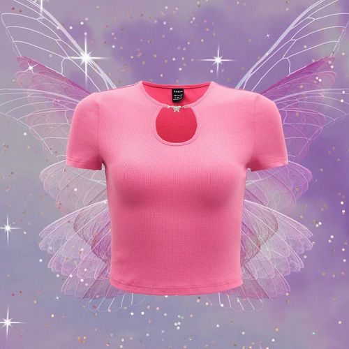 T-shirt découpe papillon à détail en métal - SHEIN - Modalova