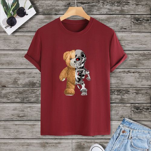 T-shirt robot & à imprimé ours - SHEIN - Modalova