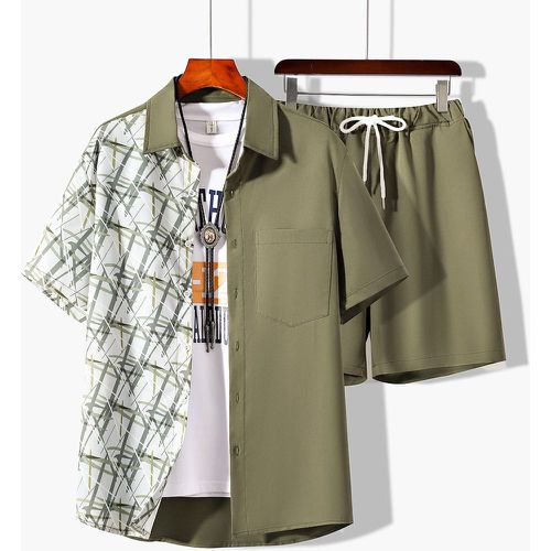 Chemise à imprimé géométrique & Short à cordon (sans t-shirt) - SHEIN - Modalova