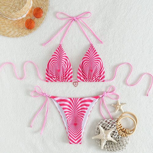 Bikini triangulaire ras-du-cou à imprimé cœur - SHEIN - Modalova