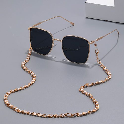 Lunettes de mode à monture en métal & Chaîne de lunettes à fausse perle - SHEIN - Modalova