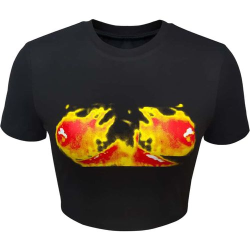 T-shirt court à imprimé flamme - SHEIN - Modalova