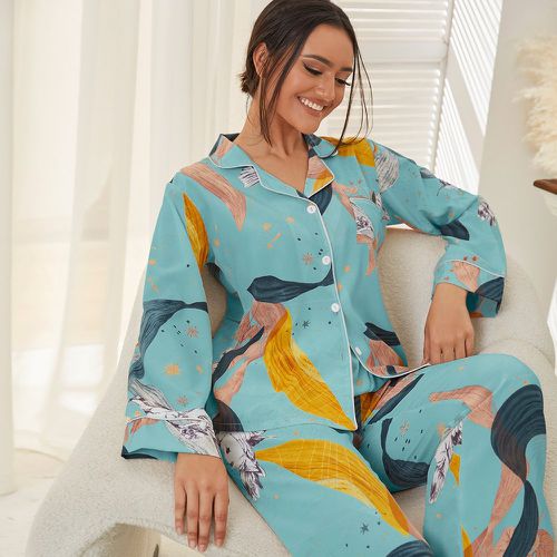 Ensemble de pyjama oiseau et imprimé végétale à poche - SHEIN - Modalova