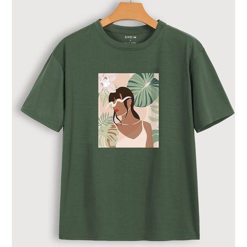 T-shirt tropical et figure - SHEIN - Modalova