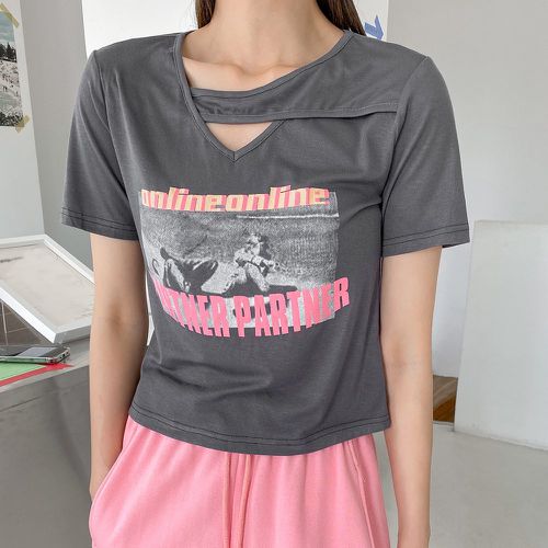 T-shirt figure et lettre découpe - SHEIN - Modalova