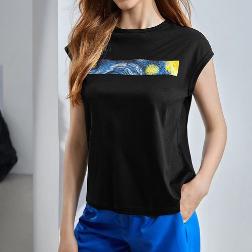 T-shirt en soie manches chauve-souris - SHEIN - Modalova