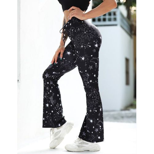 Pantalon de sport à imprimé galaxie à cordon évasé - SHEIN - Modalova