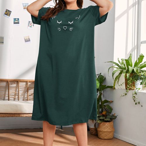 Robe de pyjama à imprimé chat - SHEIN - Modalova