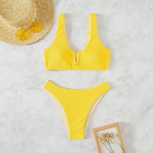 Bikini jaune fluo côtelé - SHEIN - Modalova