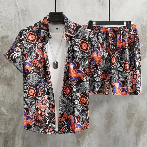Chemise à imprimé fleur & Short à cordon(sans t-shirt) - SHEIN - Modalova