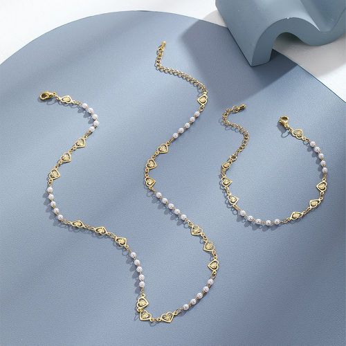 Pièces Set de bijoux à détail cœur fausse perle - SHEIN - Modalova