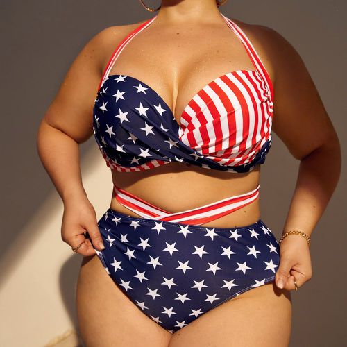 Bikini push-up à imprimé drapeau découpe ras-du-cou - SHEIN - Modalova