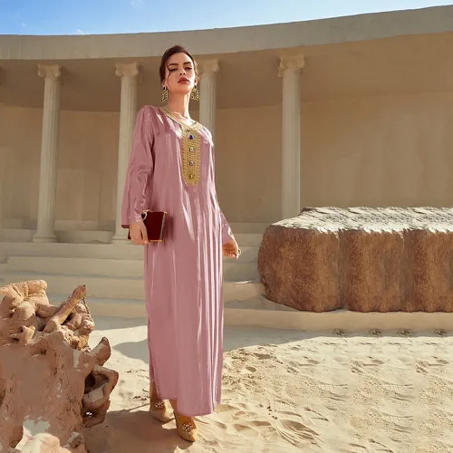 Robe arabe applique à strass contrastant - SHEIN - Modalova