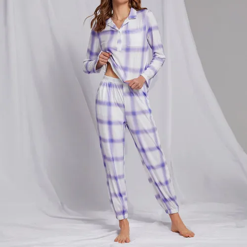 Ensemble de pyjama pantalon & top à carreaux - SHEIN - Modalova