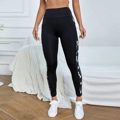 Legging de sport à imprimé floral avec poche de téléphone - SHEIN - Modalova