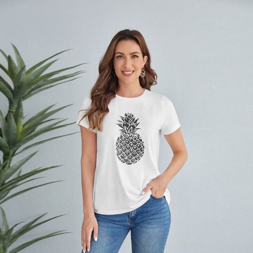 T-shirt col rond à imprimé ananas - SHEIN - Modalova