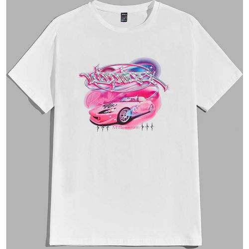 T-shirt à motif voiture et lettre - SHEIN - Modalova