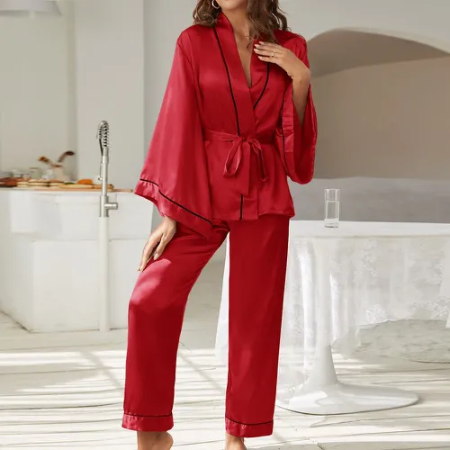 Ensemble Pyjama Femme Satin Rouge