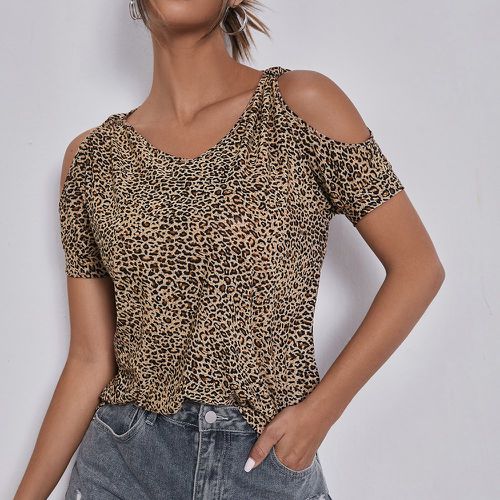 T-shirt léopard à épaules dénudées - SHEIN - Modalova