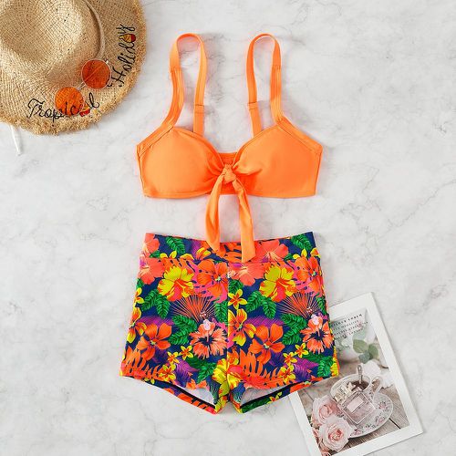 Aléatoire à imprimé tropical à nœud Soutien-gorge sans armature Bikini - SHEIN - Modalova