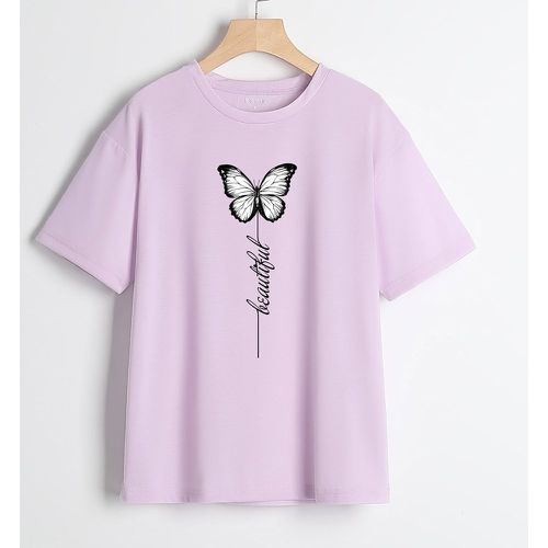 T-shirt papillon et lettre - SHEIN - Modalova