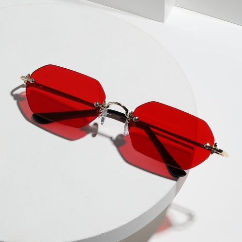 Lunettes de mode à verres teintés sans monture & Corde des lunettes - SHEIN - Modalova