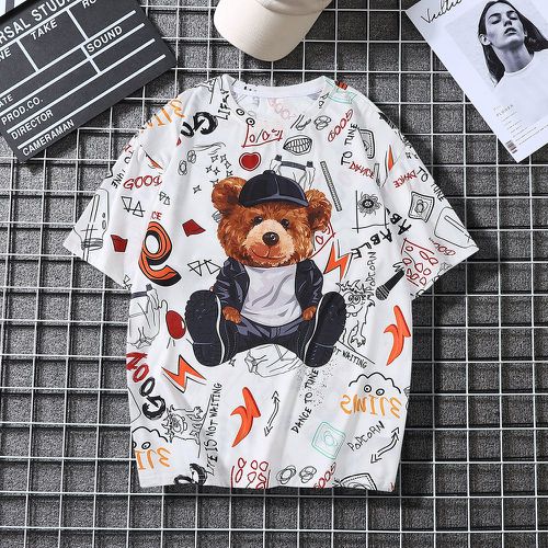 Homme T-shirt ours et lettre - SHEIN - Modalova
