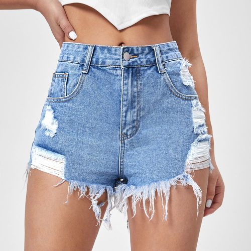 Short en jean déchiré ourlet effiloché - SHEIN - Modalova