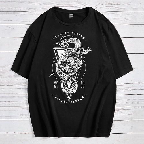 T-shirt à motif serpent et lettres - SHEIN - Modalova