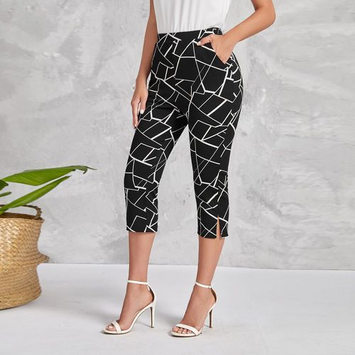 Pantalons corsaire à imprimé géométrique à détail fendu - SHEIN - Modalova