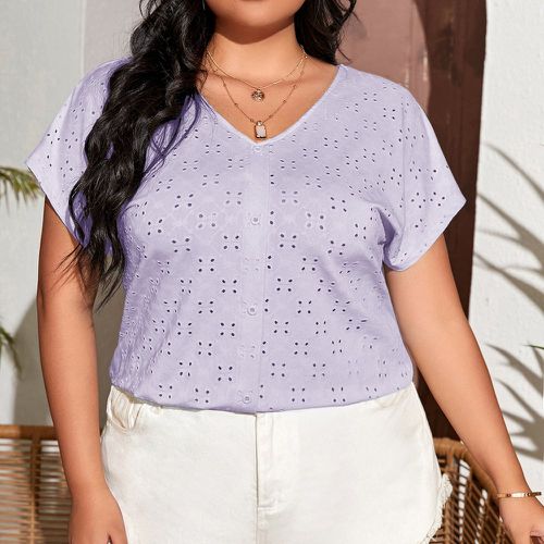 Blouse avec boutons et broderie anglaise - SHEIN - Modalova