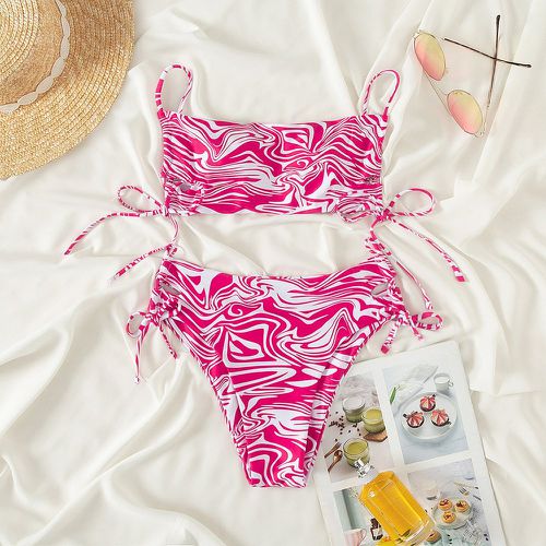 Bikini bandeau avec imprimé et cordon - SHEIN - Modalova