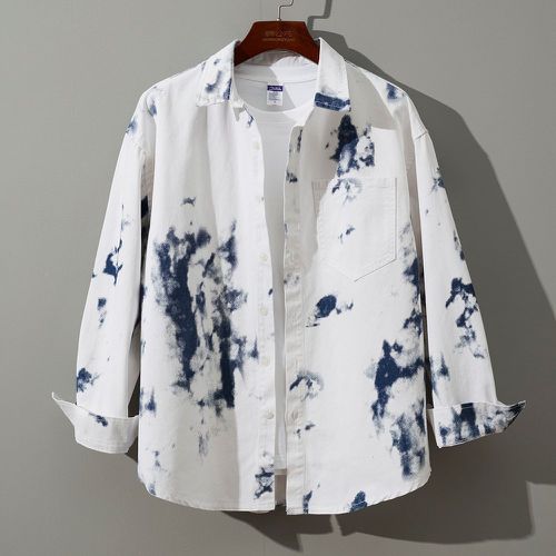 Chemise en jean aléatoire tie dye à patch à poche (sans t-shirt) - SHEIN - Modalova